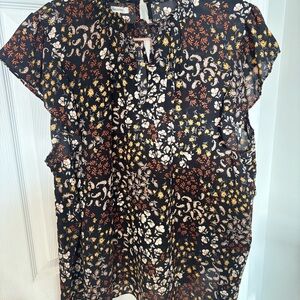 NWT Maurices Black Multicolor Floral Blouse